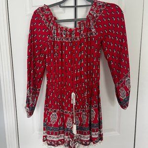 Off the Shoulder Romper - Red - S